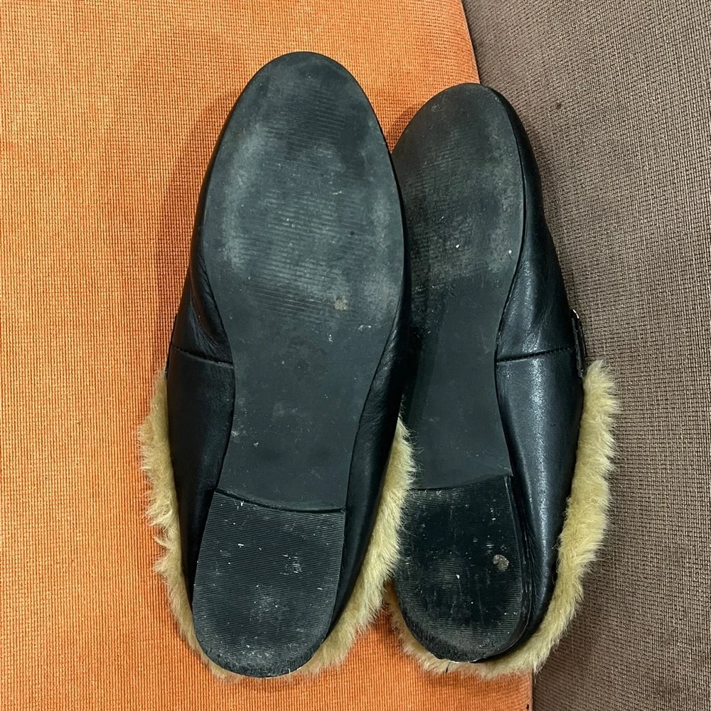 Steve Madden Black Leather King Tiger Embroidered Faux Fur Mule Shoes 9.5 US - Picture 9 of 11